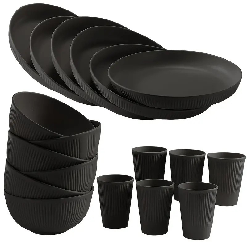 18‑Pcs গমের খড় ডিনারওয়ার সেট