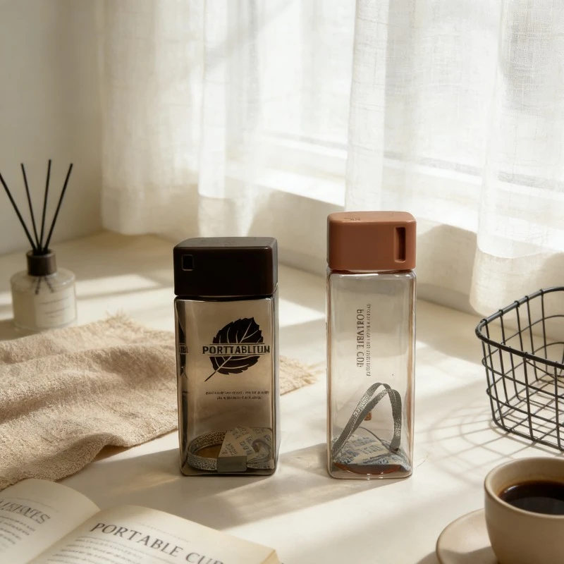 Square Portable Plastic Water Bottles